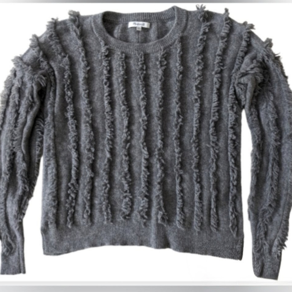 Madewell Fringe Gray Sweater